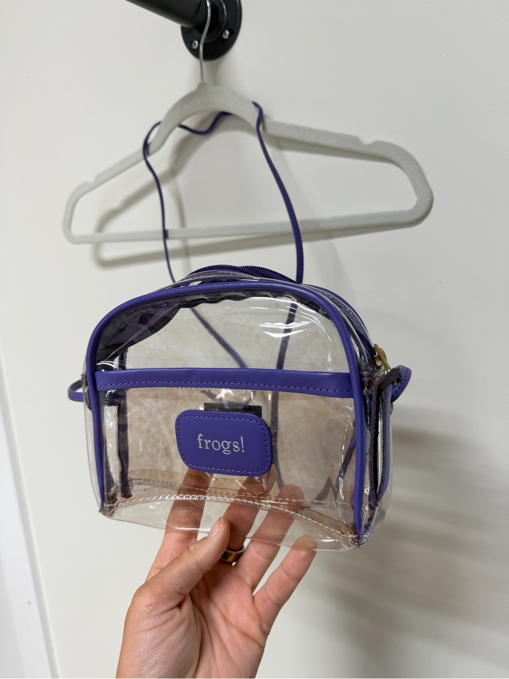 John Hart Clear Crossbody Bag with Purple Trim